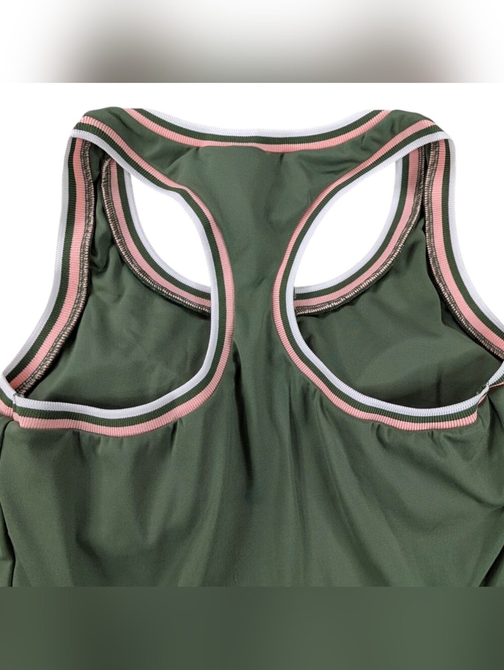 NEW Tennis Dress Medium Womens Green Pink 1/4 Zip Racerback Athletic Sleeveless - Picture 6 of 12